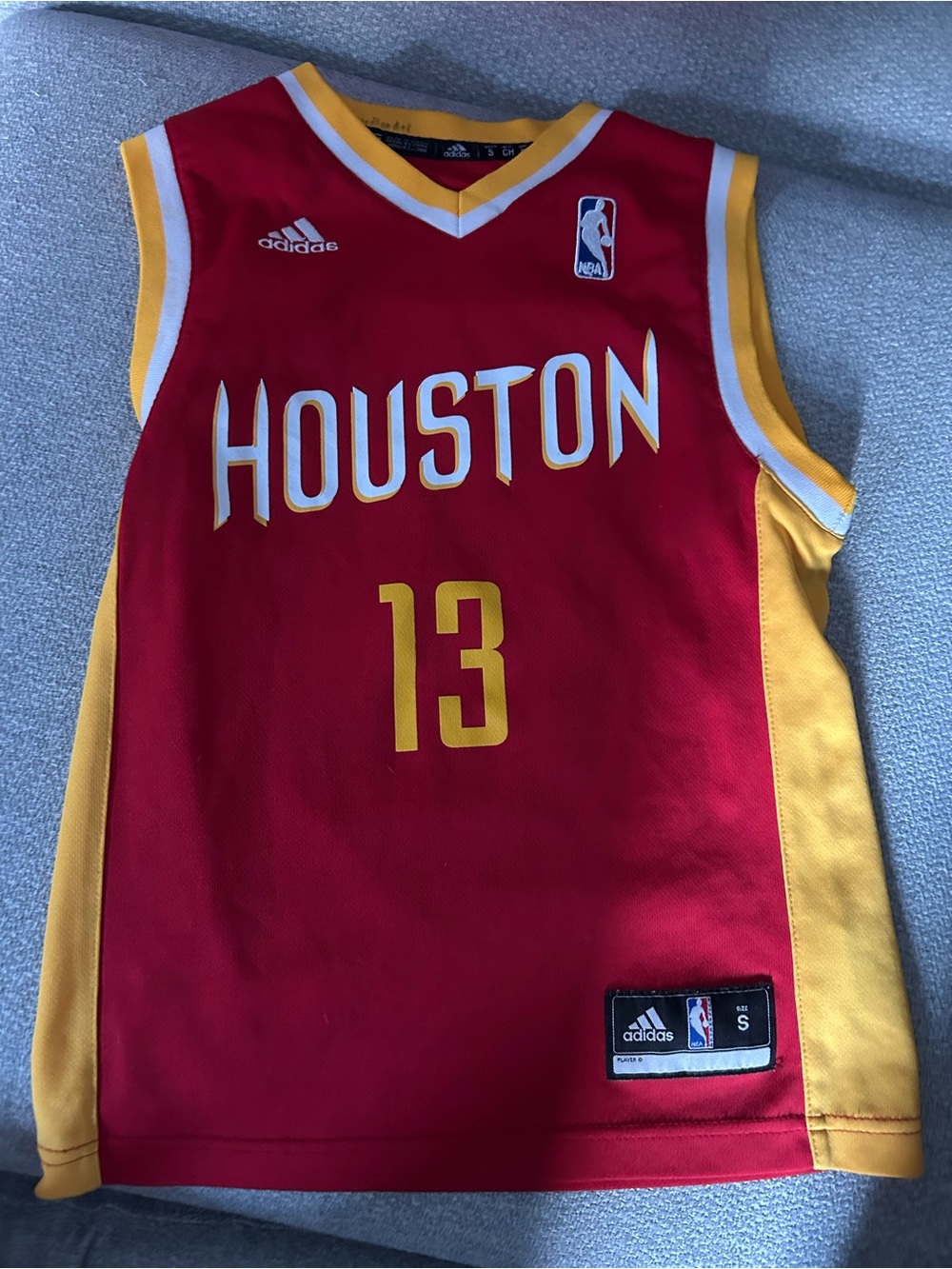 adidas Houston Red and Yellow #13 Basketball Jersey